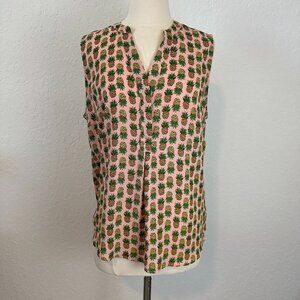 The Limited M Tall Pineapple Print Split Neck Blouse Easy Fit